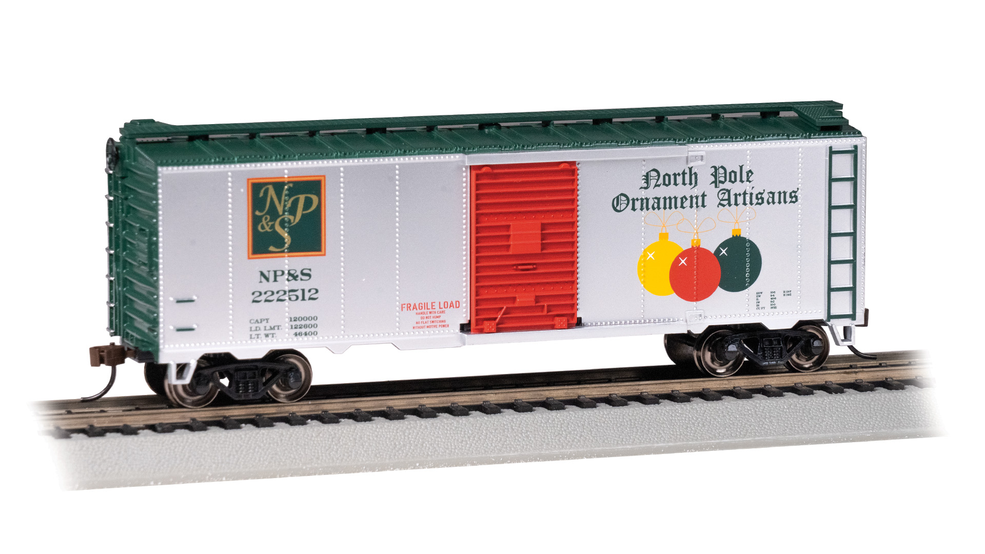 40' BOXCAR - CHRISTMAS NP&S® NORTH POLE ORNAMENT ARTISANS - Click Image to Close