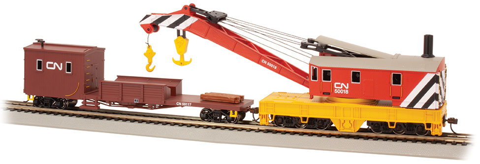 Canadian National - 250-ton Steam Crane & Boom Tender (HO Scale) - Click Image to Close