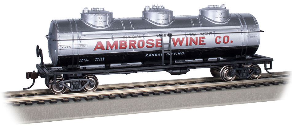 Ambrose Wine Co. #7501 - 40' Three-dome Tank Car (HO Scale)