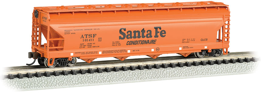 Santa Fe #101414- ACF 56' 4-bay Center Flow Hopper N Scale - Click Image to Close