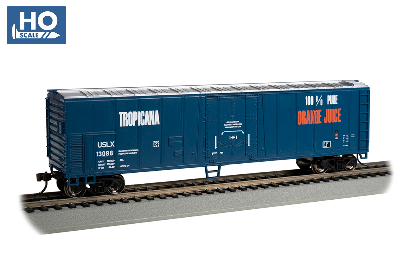 50' Steel Reefer - Tropicana #13088 (Blue & Silver) (HO SCALE) - Click Image to Close