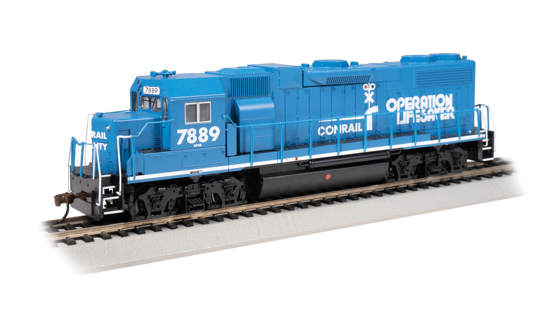 EMD GP38-2 - CONRAIL #7889 (OPERATION LIFESAVER) - Click Image to Close