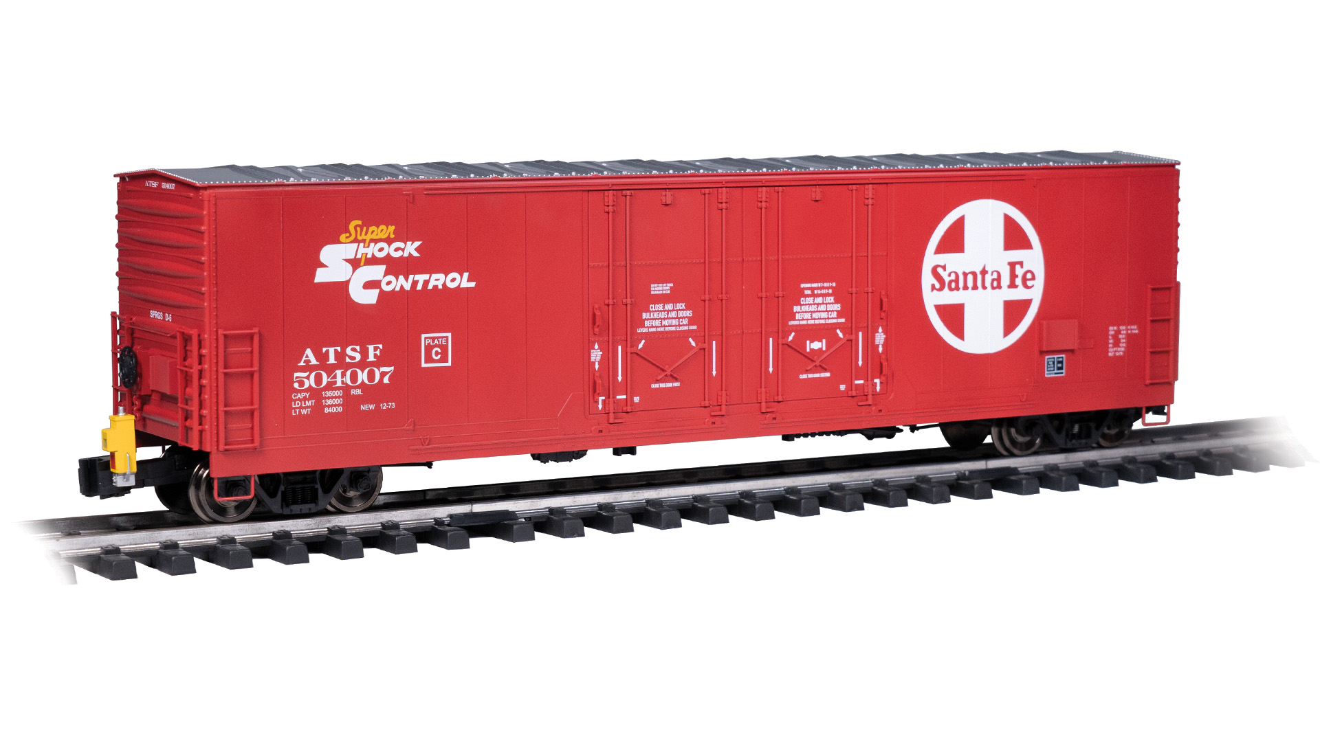 53' EVANS BOXCAR - SANTA FE #504007 - WITH FLASHING EOT