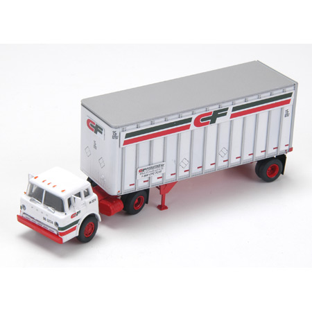 HO RTR Ford C w/28' Exterior Post Trailer, CF - Click Image to Close