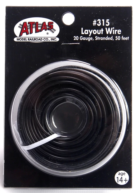 Atlas 315 50' Black 20 Gauge Stranded Layout Wire - Click Image to Close