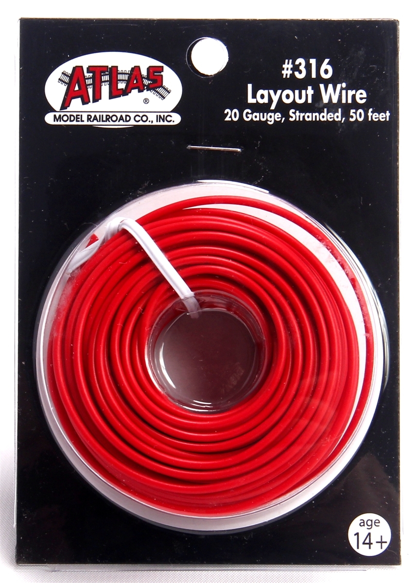 Atlas 316 50' Red 20 Gauge Stranded Layout Wire - Click Image to Close