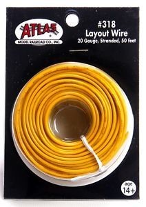 Atlas 318 50' Yellow 20 Gauge Stranded Layout Wire