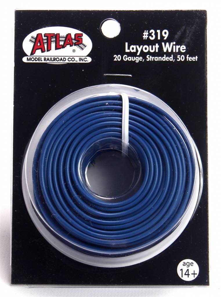 Atlas 319 50' Blue 20 Gauge Stranded Layout Wire - Click Image to Close