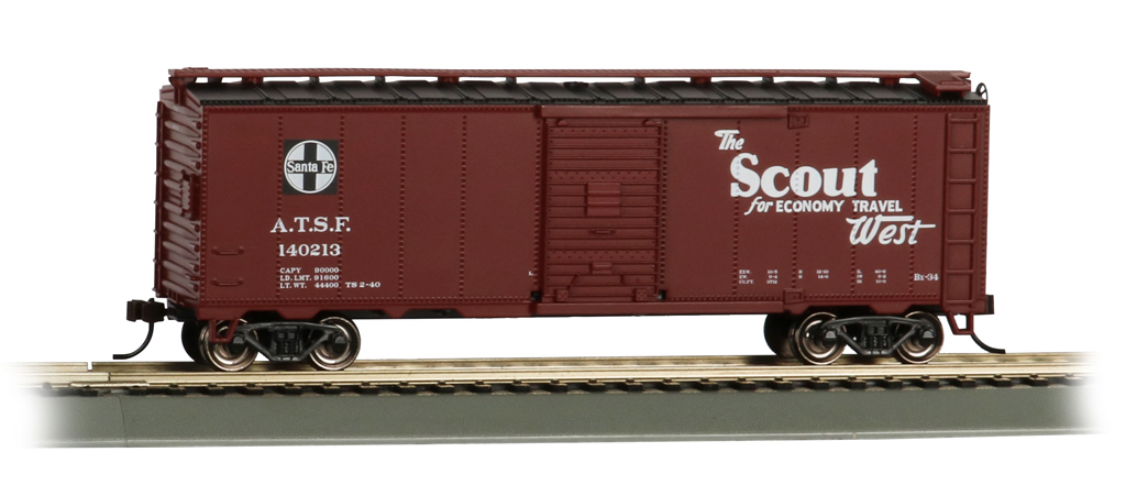 Scout 40' Santa Fe Map Box Car (HO Scale) - Click Image to Close