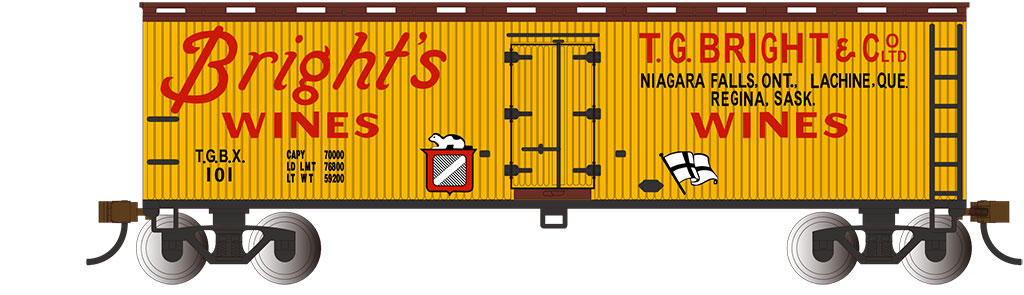BRIGHT'S WINES - 40' WOOD-SIDE REFRIG BOX CAR (HO SCALE)