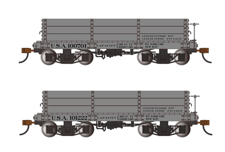 18 ft. Low-Side Gondola - USA #100701 & #101222 - Gray (2/box)