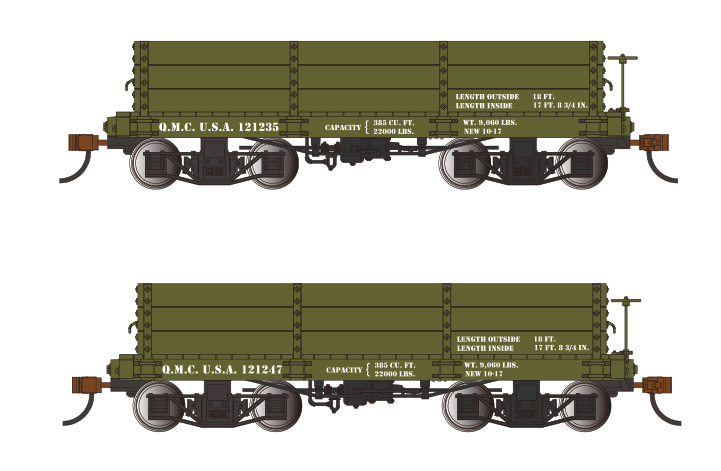 18 ft. Low-Side Gondola - QMC #121235 & #121247 - Green (2/box)