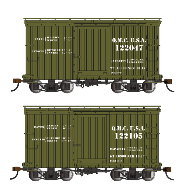 18 ft. Box Car W/ Murphy Roof - QMC #122047 & 122105 - (2/box) - Click Image to Close