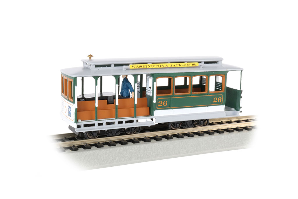 Green & Gray - Cable Car with Grip Man (HO Scale) - Click Image to Close