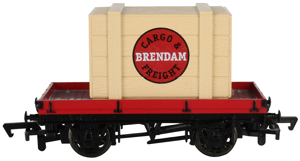 1 Plank Wagon With Brendam Cargo & Freight Crate (HO Scale)