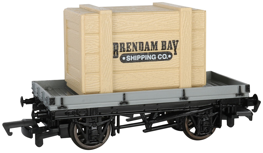 1 Plank Wagon With Brendam Bay Shipping Co. Crate (HO Scale)