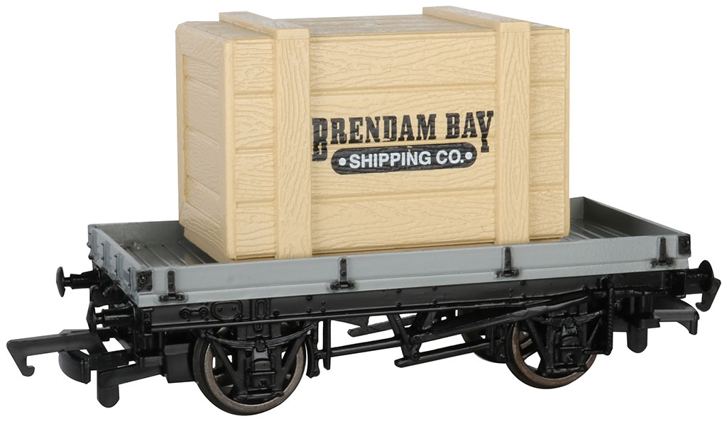 1 Plank Wagon With Brendam Bay Shipping Co. Crate (HO Scale) - Click Image to Close