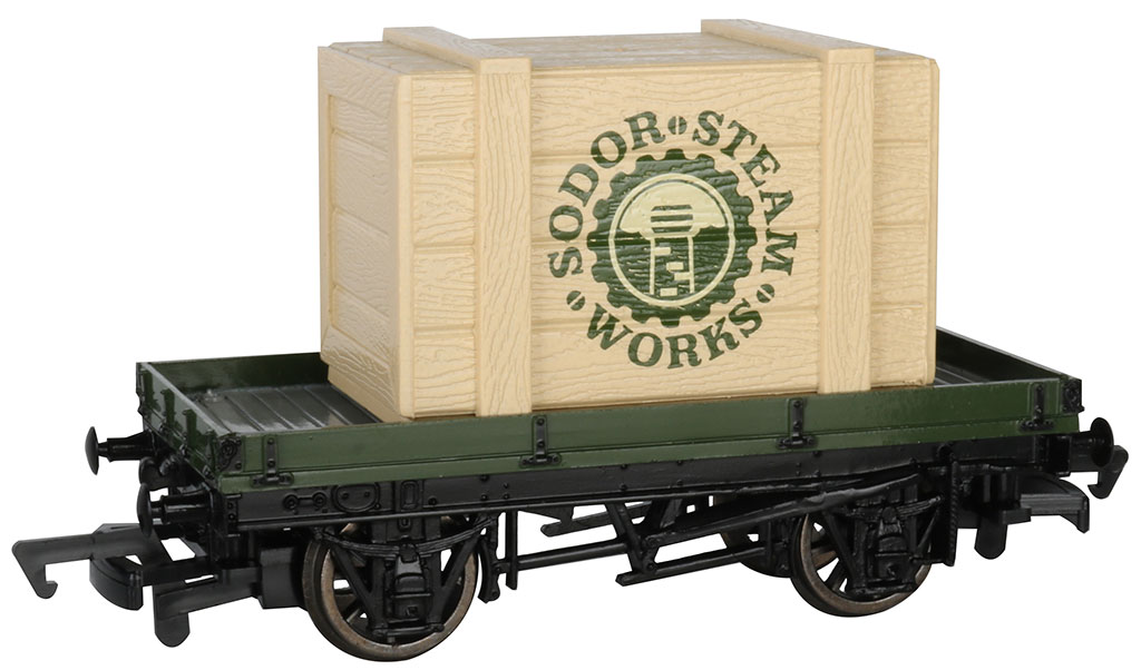 1 Plank Wagon With Sodor Steam Works Crate (HO Scale) - Click Image to Close