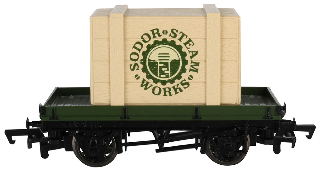 1 Plank Wagon With Sodor Steam Works Crate (HO Scale) - Click Image to Close