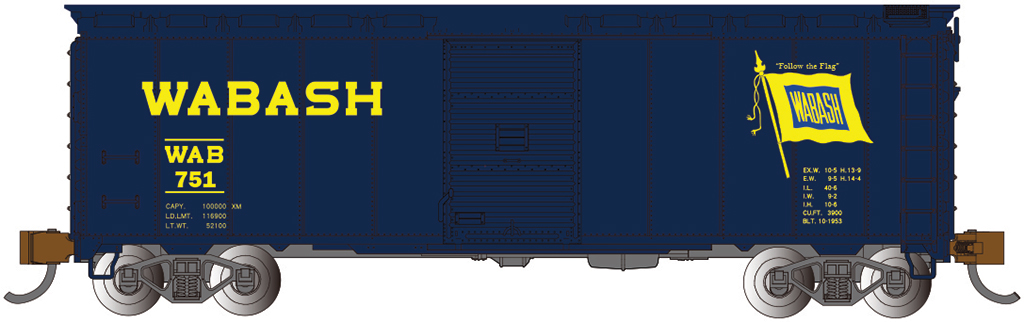 Wabash - AAR 40' Steel Box Car (N Scale) - Click Image to Close