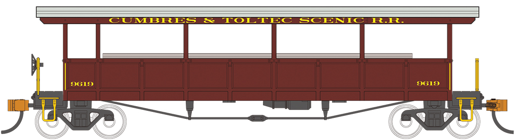 Cumbres & Toltec #9619 - Open-Sided Excursion Car (HO Scale)