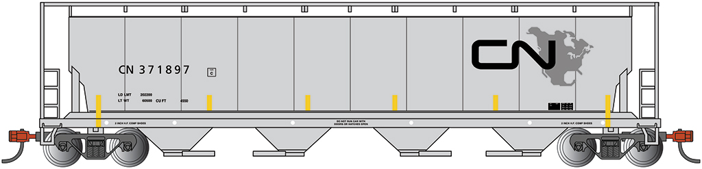 CN - North American Logo - 4 Bay Cylindrical Grain Hopper (N) - Click Image to Close