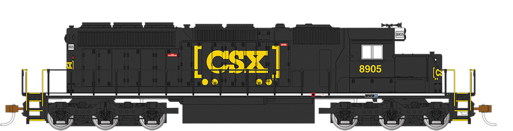 CSX #8905 HTM - BLACK - SD40-2 - DCC (HO) - Click Image to Close