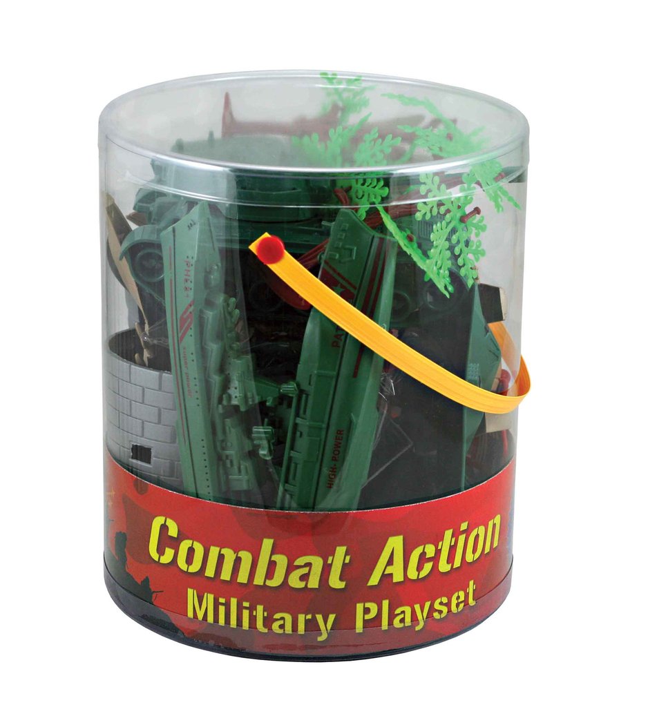 Deluxe Military Playset in Carry Bucket - Click Image to Close