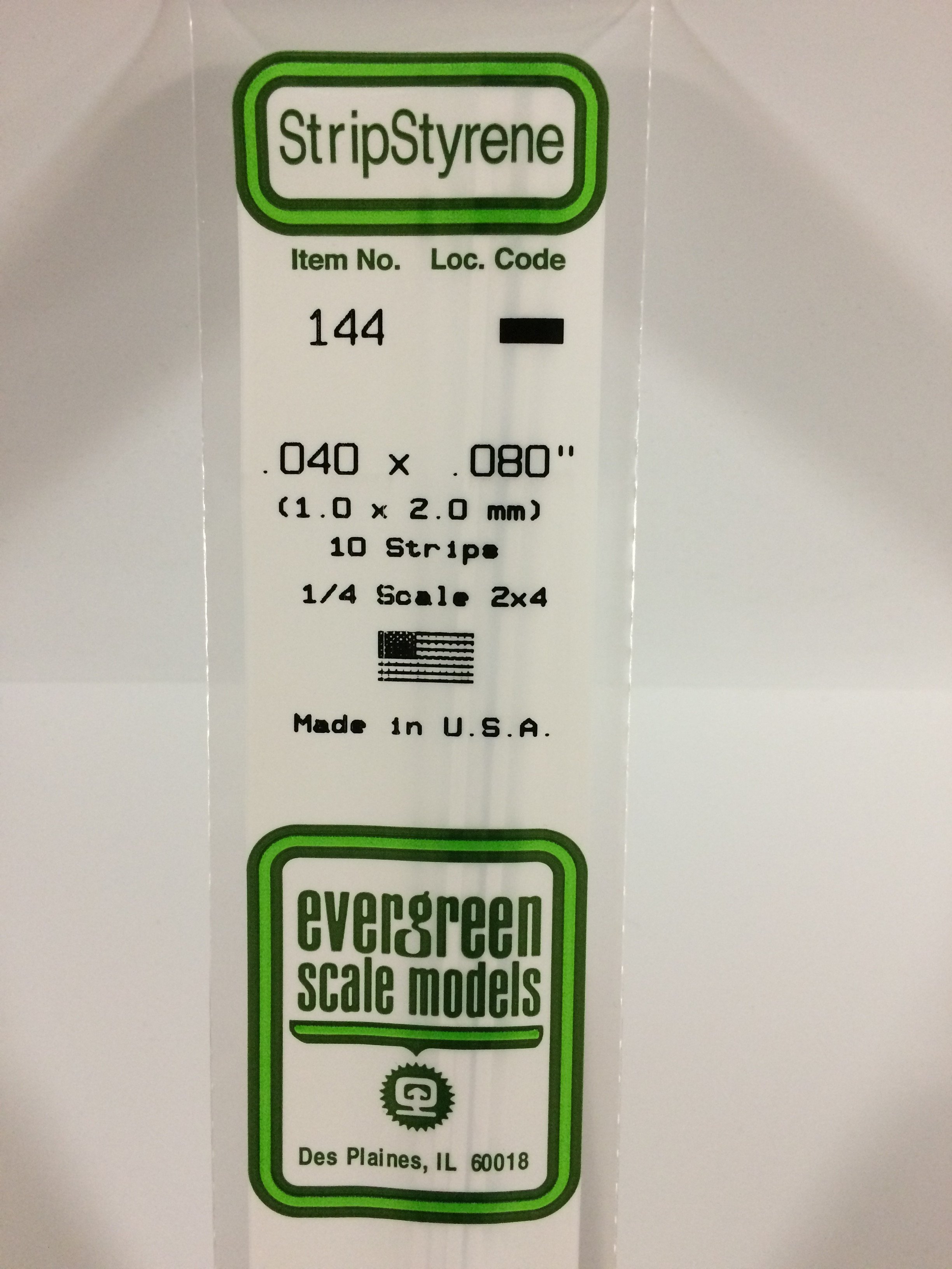 144 - .040" X .080" OPAQUE WHITE POLYSTYRENE STRIP