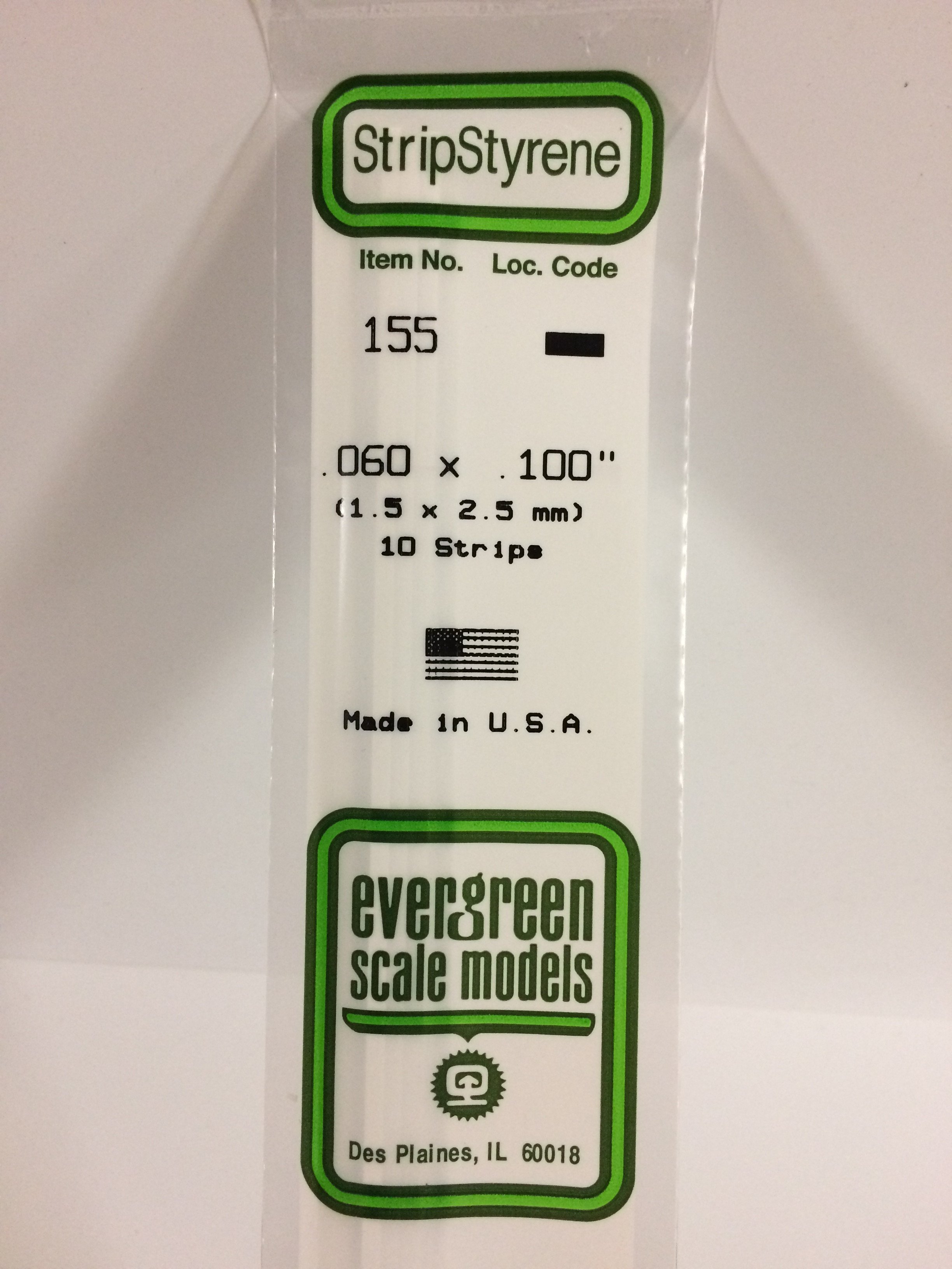 155 - .060" X .100" OPAQUE WHITE POLYSTYRENE STRIP