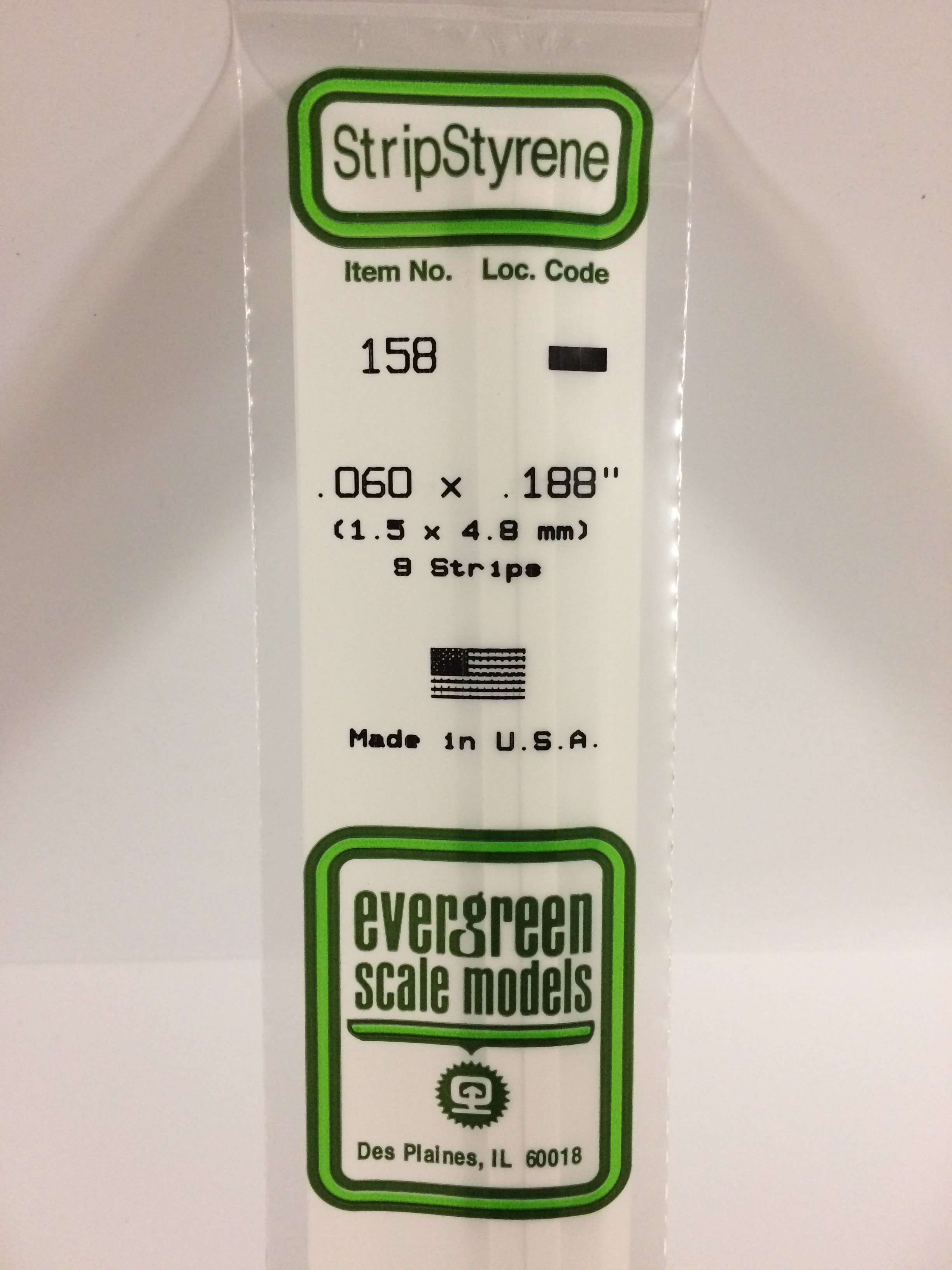 158 - .060" X .188" OPAQUE WHITE POLYSTYRENE STRIP - Click Image to Close