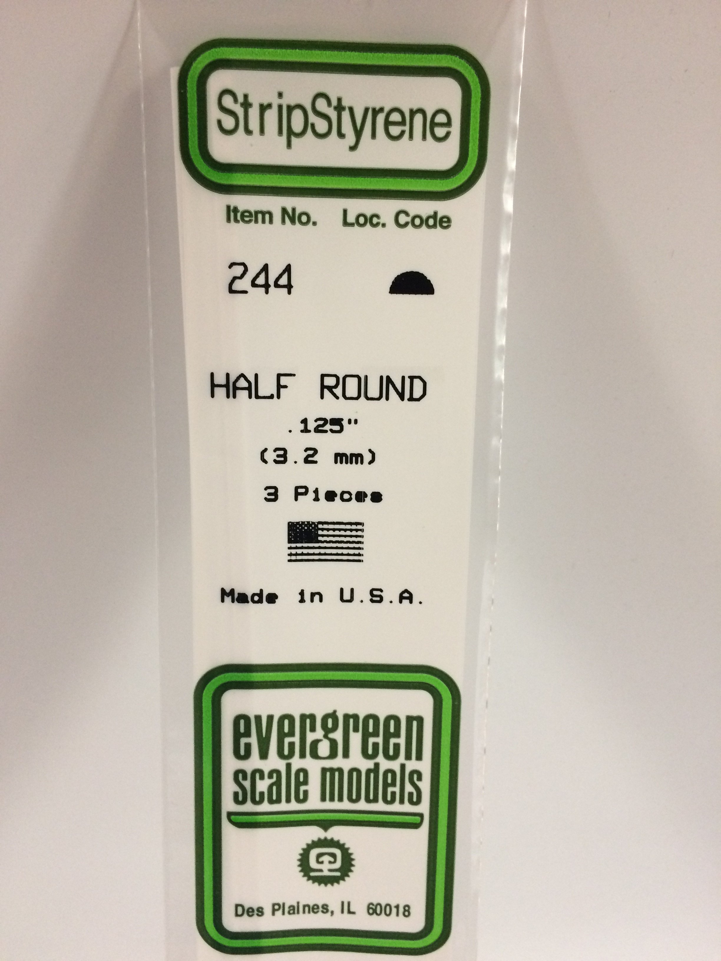 244 - .125" (3.2MM) OPAQUE WHITE POLYSTYRENE HALF ROUND