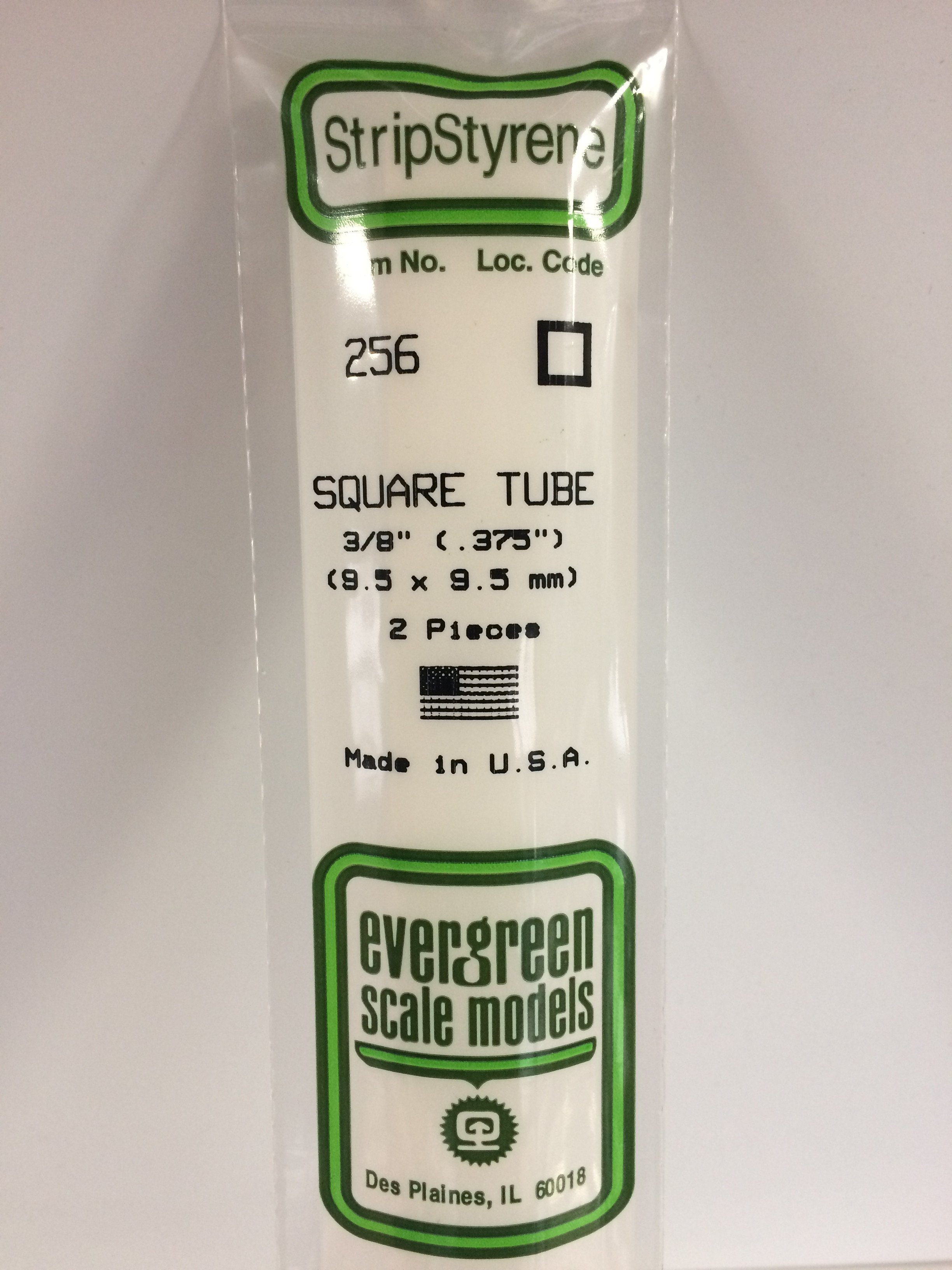 256 - .375" (9.5MM)OPAQUE WHITE POLYSTYRENE SQUARE TUBING