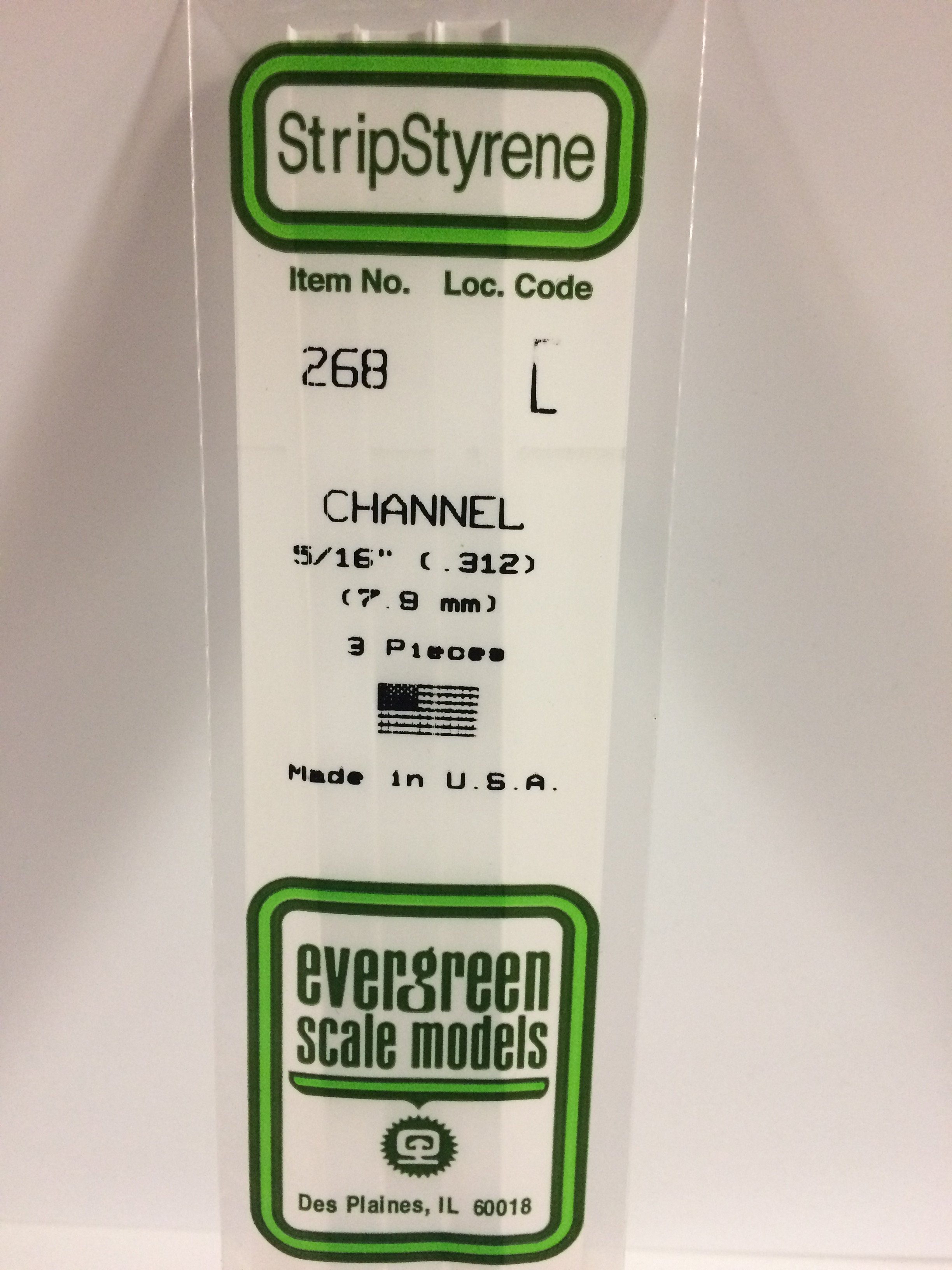 268 - .312" (7.9MM) OPAQUE WHITE POLYSTYRENE CHANNEL