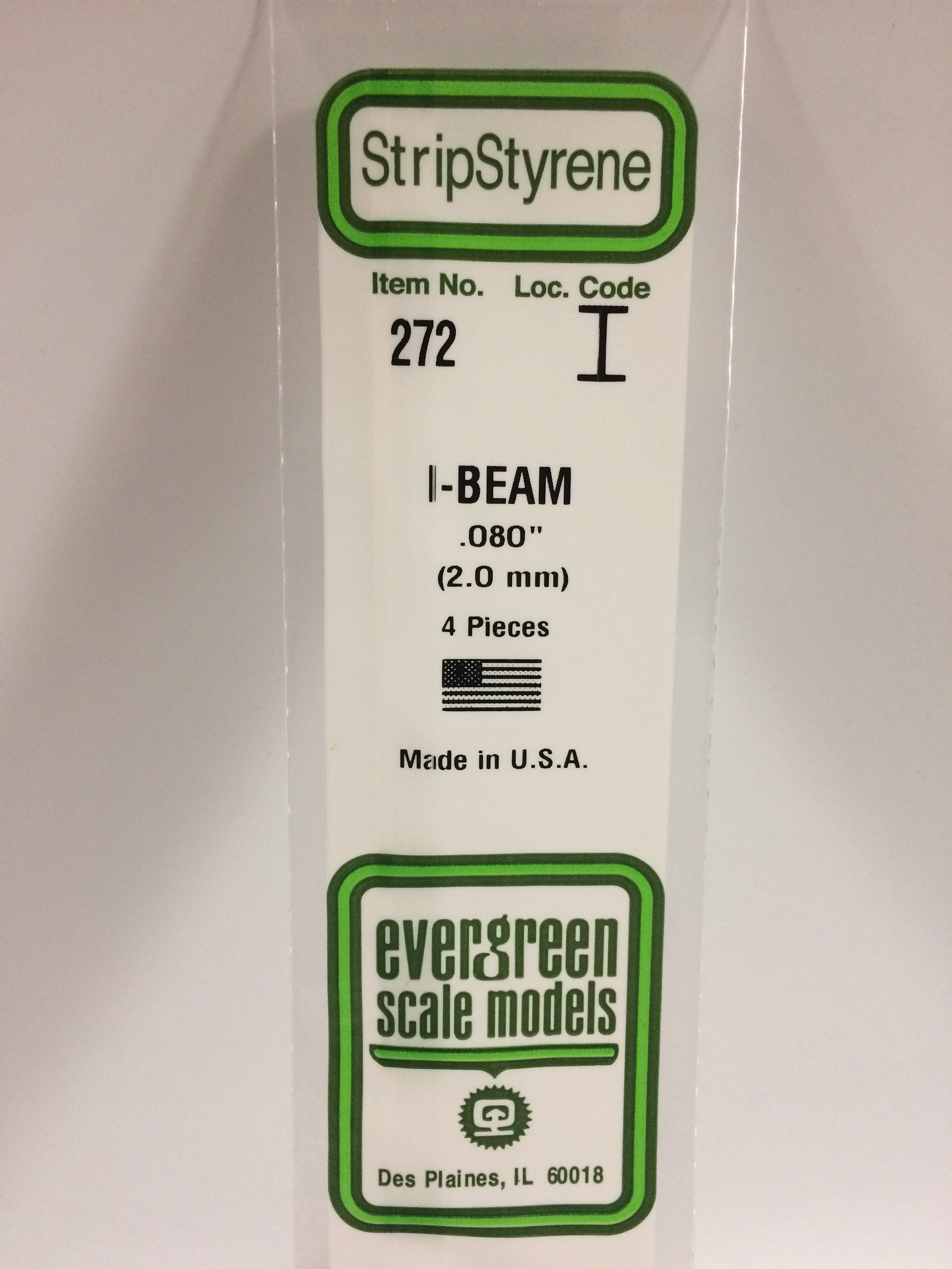 272 - 080" (2.0MM) OPAQUE WHITE POLYSTYRENE I-BEAM - Click Image to Close