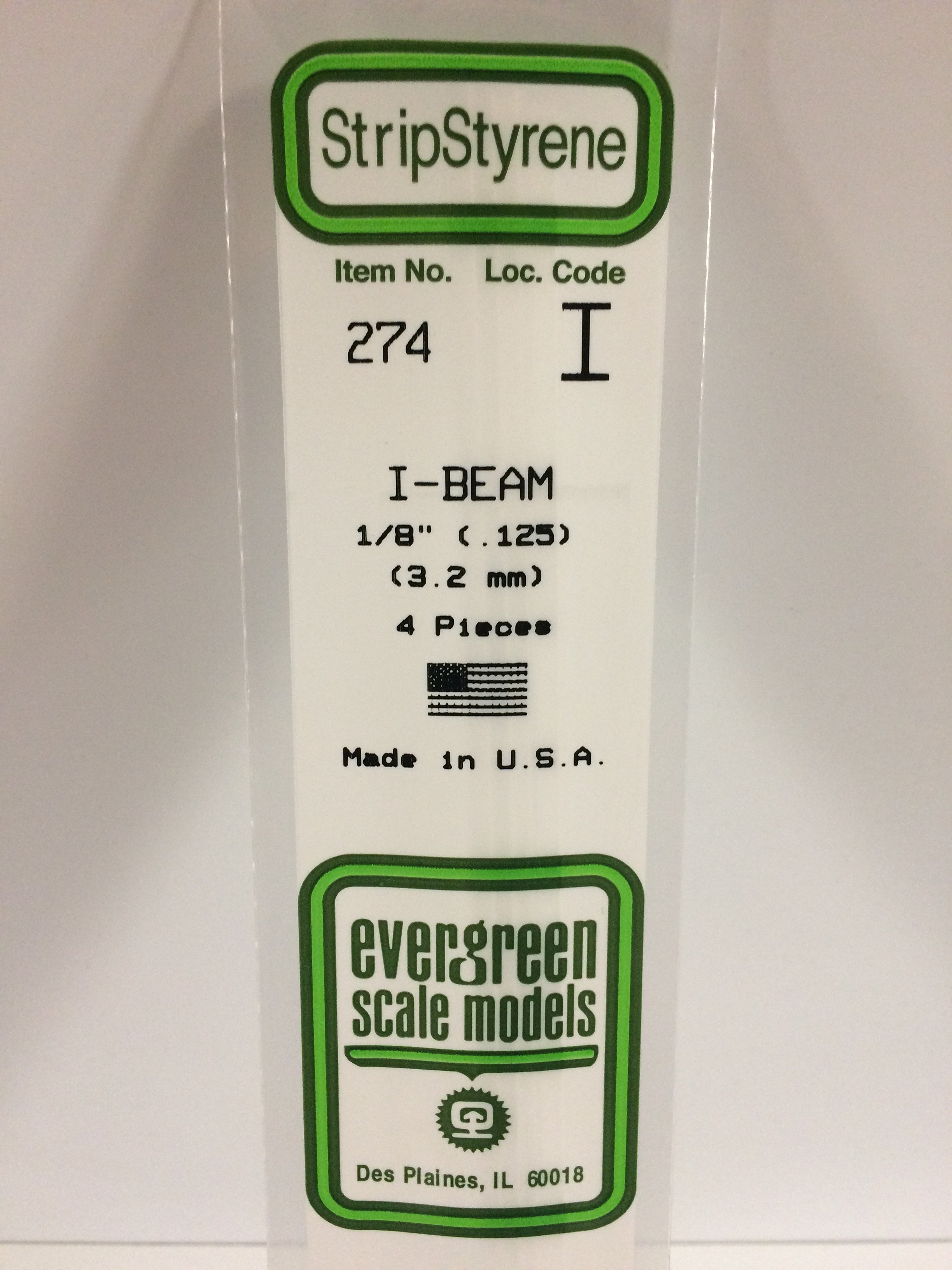 .060" Opaque White Polystyrene I-Beam EVG271 by Evergreen Scale Models 1.5MM 