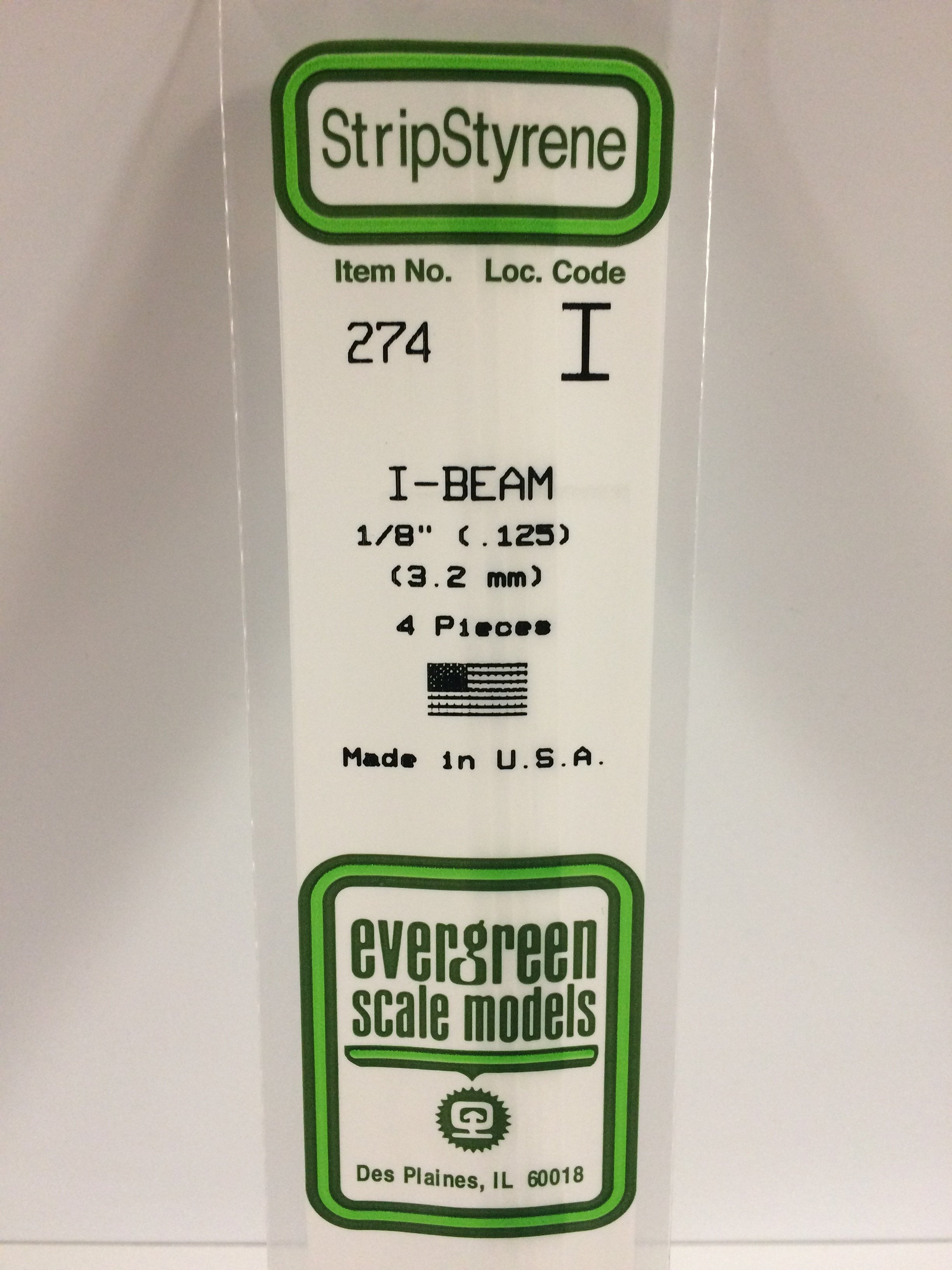 274 - 125" (3.2MM) OPAQUE WHITE POLYSTYRENE I-BEAM - Click Image to Close