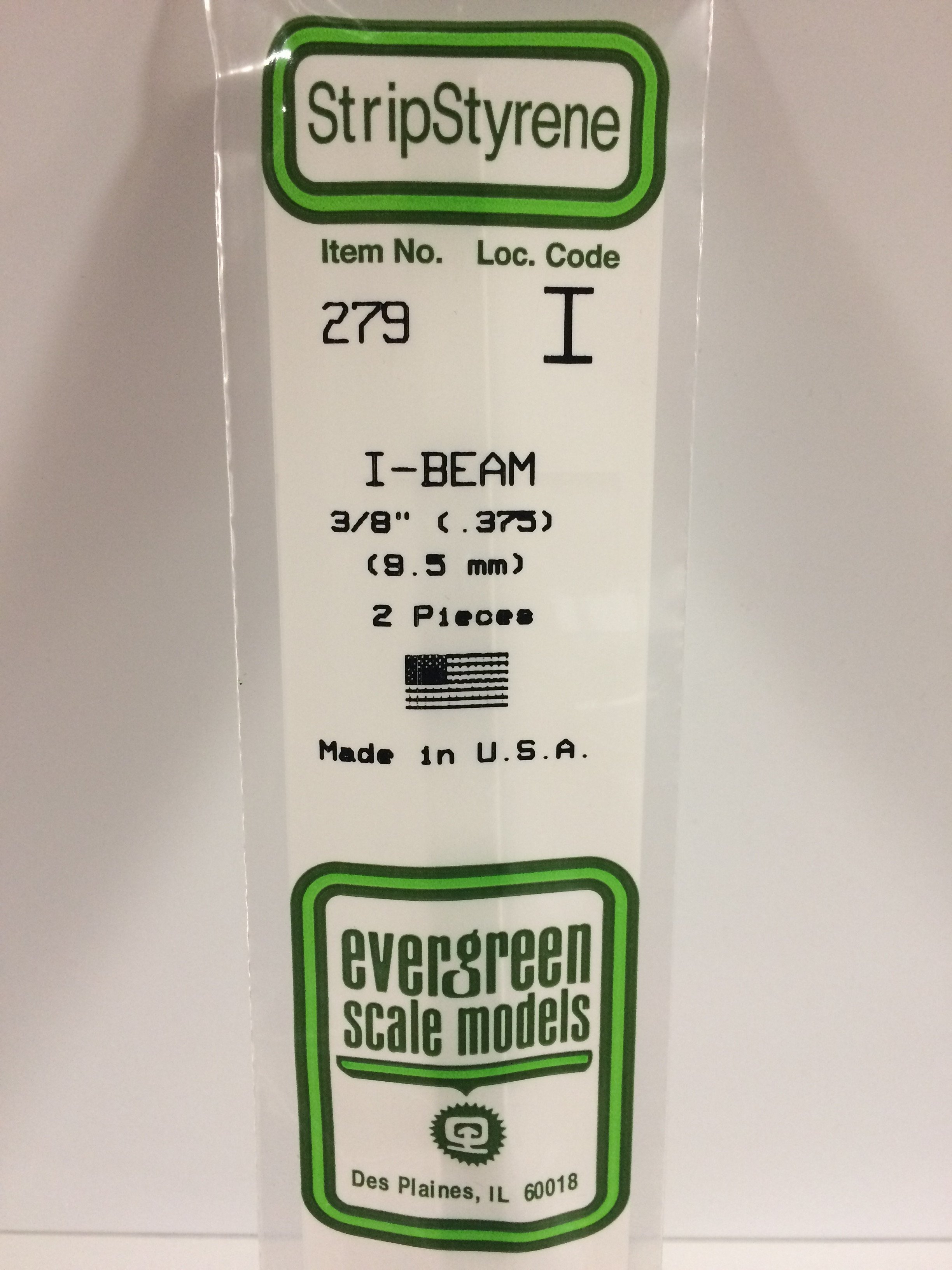 279 - .375" (9.5MM) OPAQUE WHITE POLYSTYRENE I-BEAM - Click Image to Close