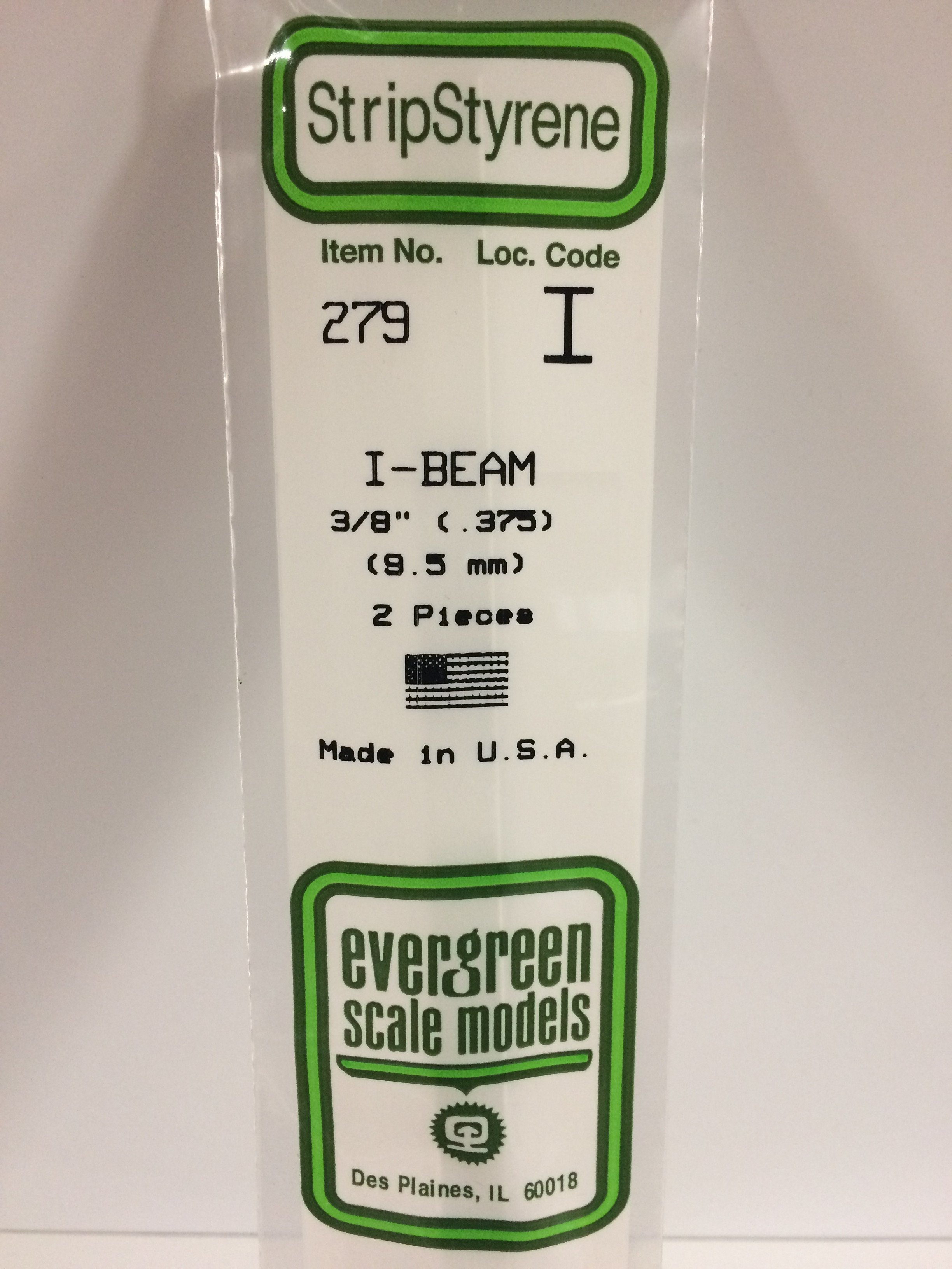 279 - .375" (9.5MM) OPAQUE WHITE POLYSTYRENE I-BEAM