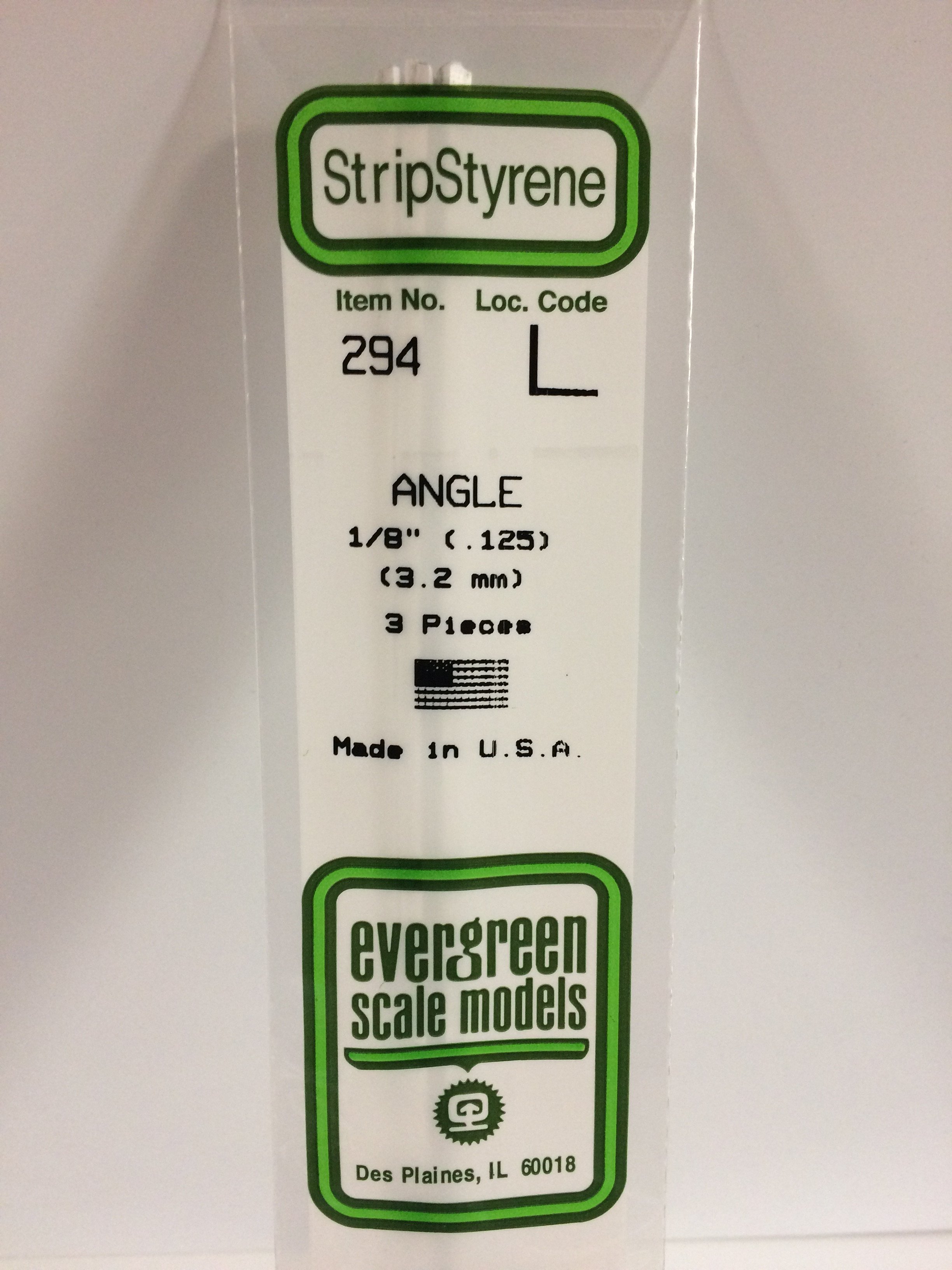 294 - .125" (3.2MM) OPAQUE WHITE POLYSTYRENE ANGLE