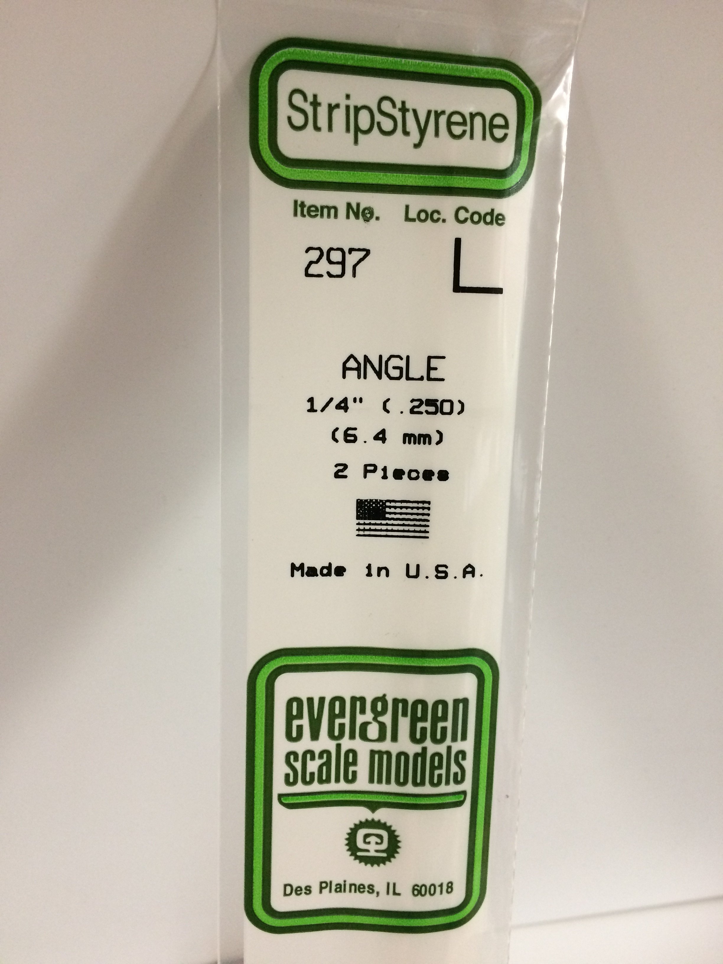 297 - .250" (6.3MM) OPAQUE WHITE POLYSTYRENE ANGLE