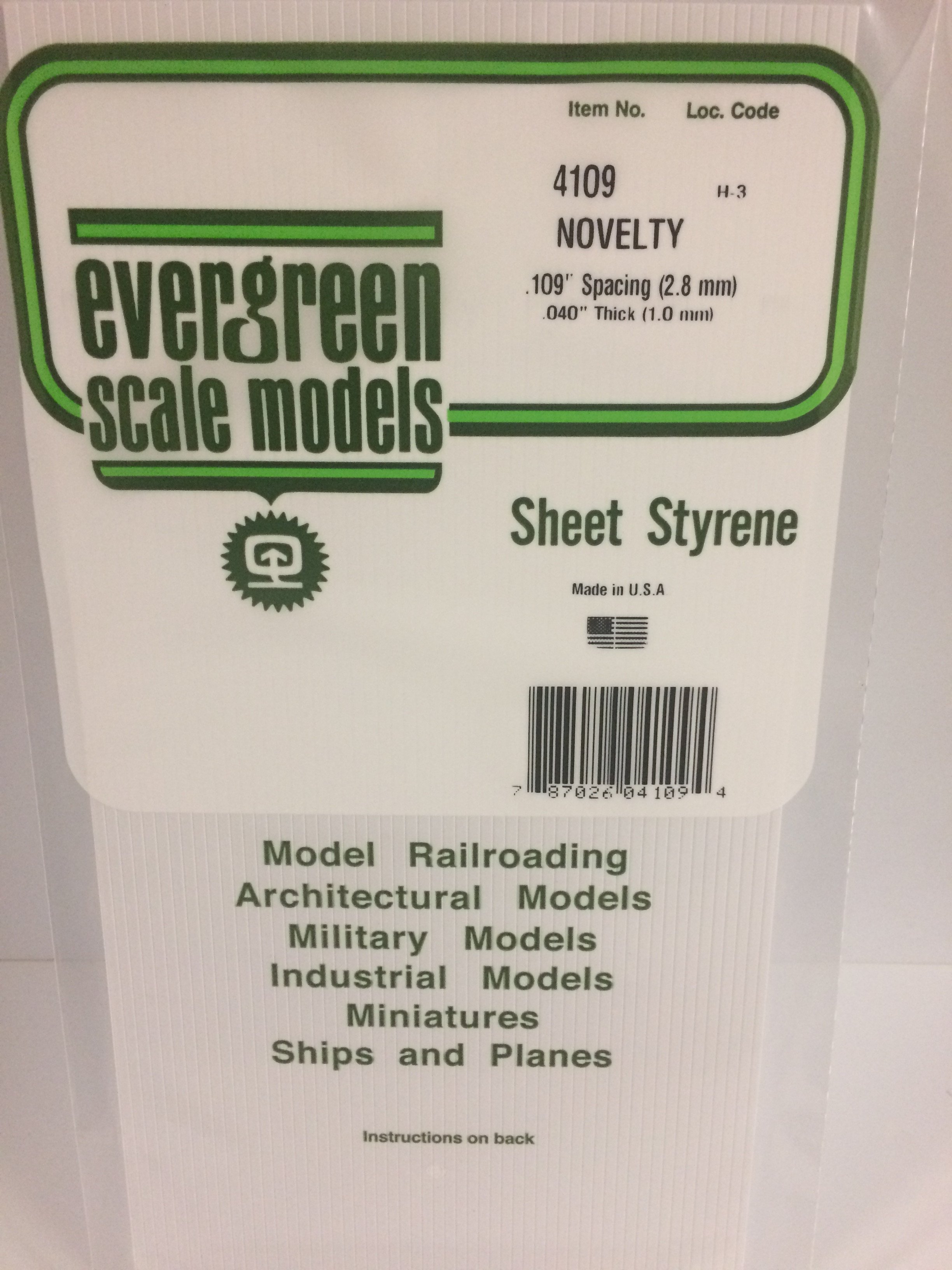 4109 - .109" OPAQUE WHITE POLYSTYRENE NOVELTY SIDING