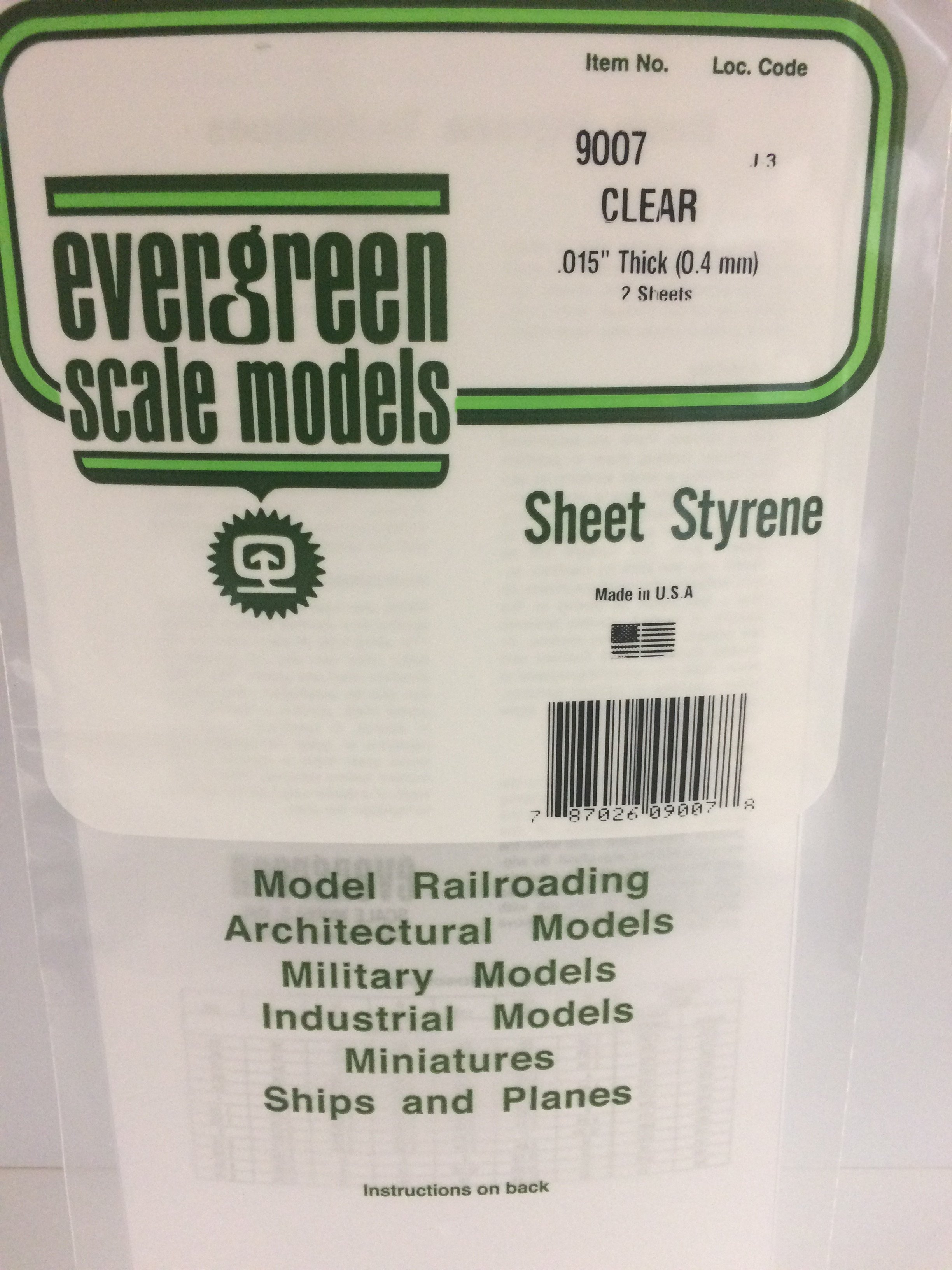 9007 - .015" CLEAR ORIENTED POLYSTYRENE SHEET - Click Image to Close