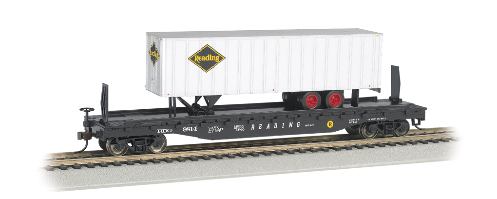 Reading 52ft flat car w/ Reading 35ft Trailer (HO Scale)