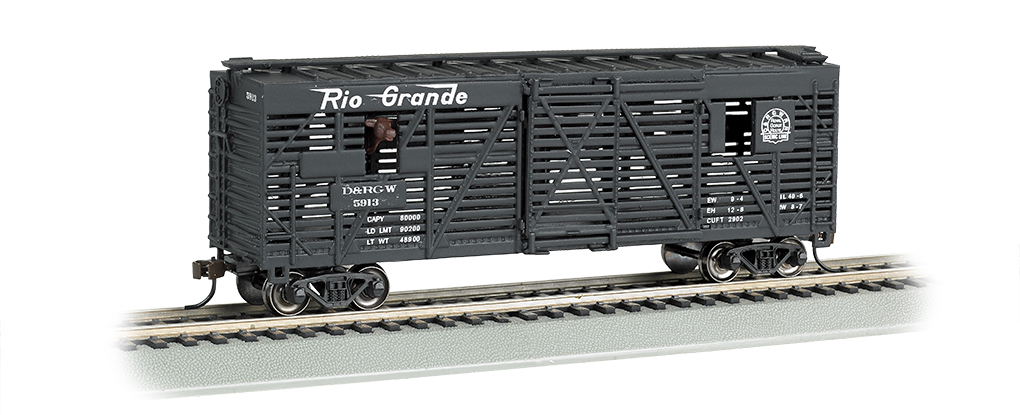 D&RGW™ - 40ft Animated Stock Car w/ Cows (HO Scale) - Click Image to Close