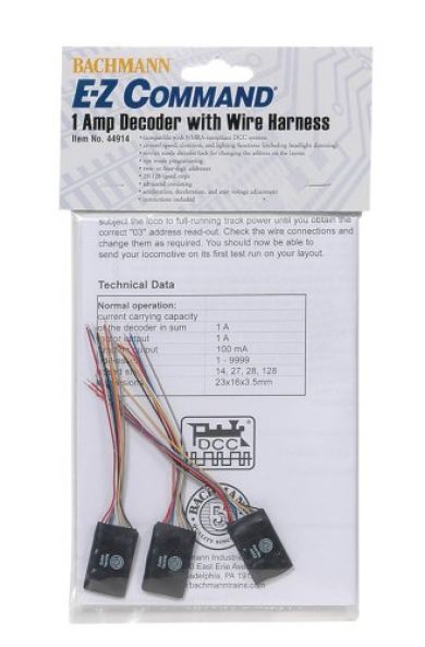 E-Z Command® 1 Amp Locomotive Decoder with Wire Harness