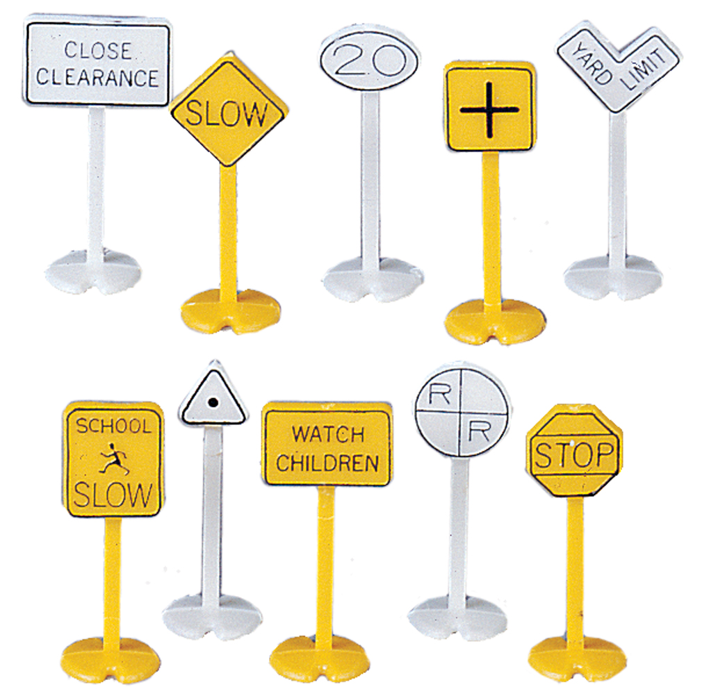 Railroad & Street Signs (24 pieces) (HO Scale) - Click Image to Close