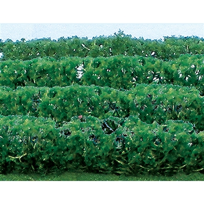 FLOWER HEDGES 5" x 3/8" x 5/8" HO-SCALE, GREEN, 8/PK