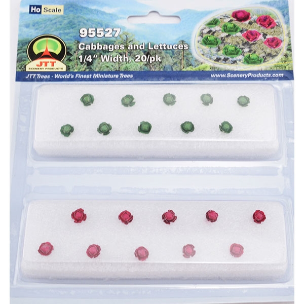 CABBAGES & LETTUCE 1/4" Tall HO Scale, 20/pk