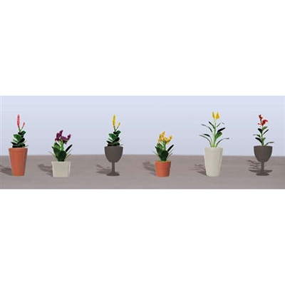 FLOWER PLANTS POTTED ASSORTMENT 4, 7/8" High, HO Scale, 6/pk. - Click Image to Close